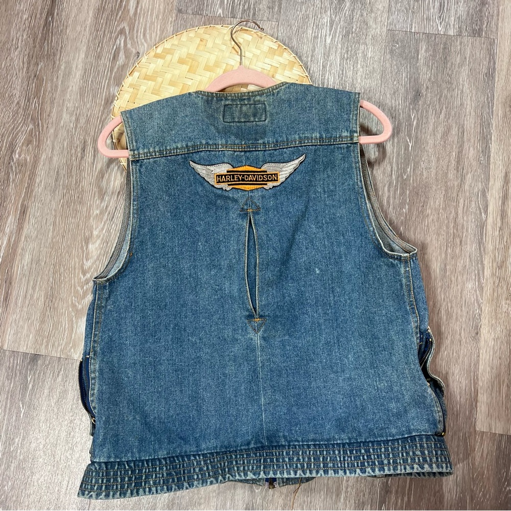 Vintage Harley Davidson patchwork denim vest motorcycle - Picture 6 of 7